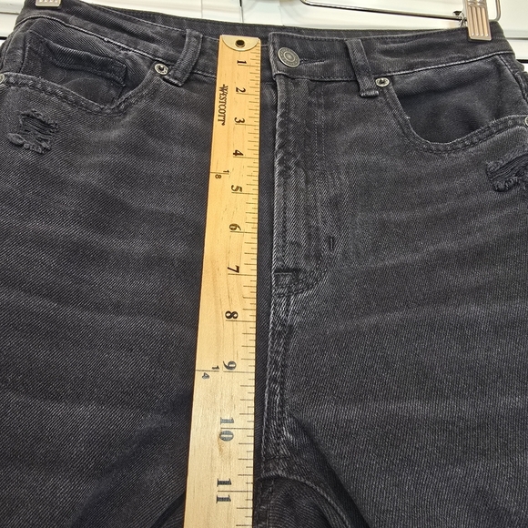 AMERICAN EAGLE Straight Mom‎ Jeans Black Ripped High Rise Tapered Women 2 Grunge - Picture 13 of 15